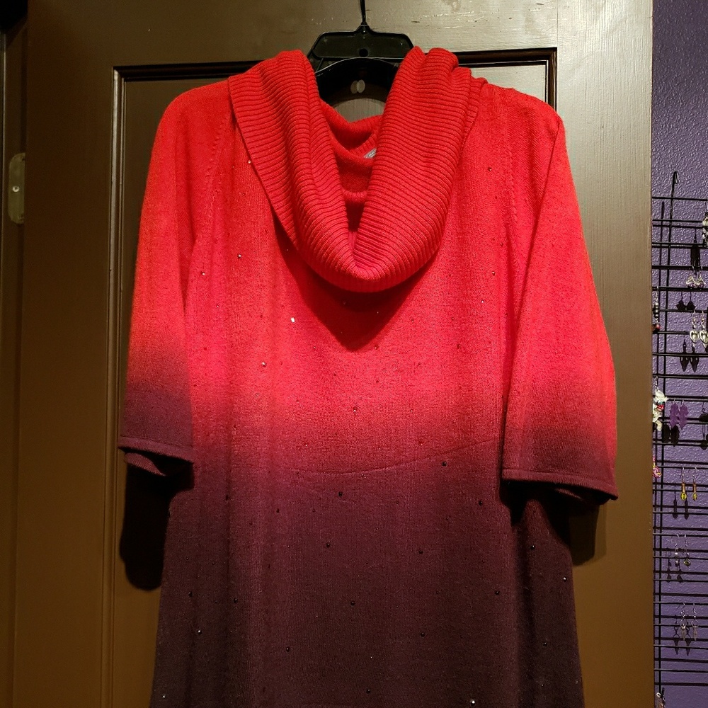3/4 sleeve cowl neck sweater